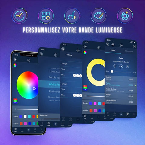Bande lumineuse autocollantes avec télécommande 10 mètres