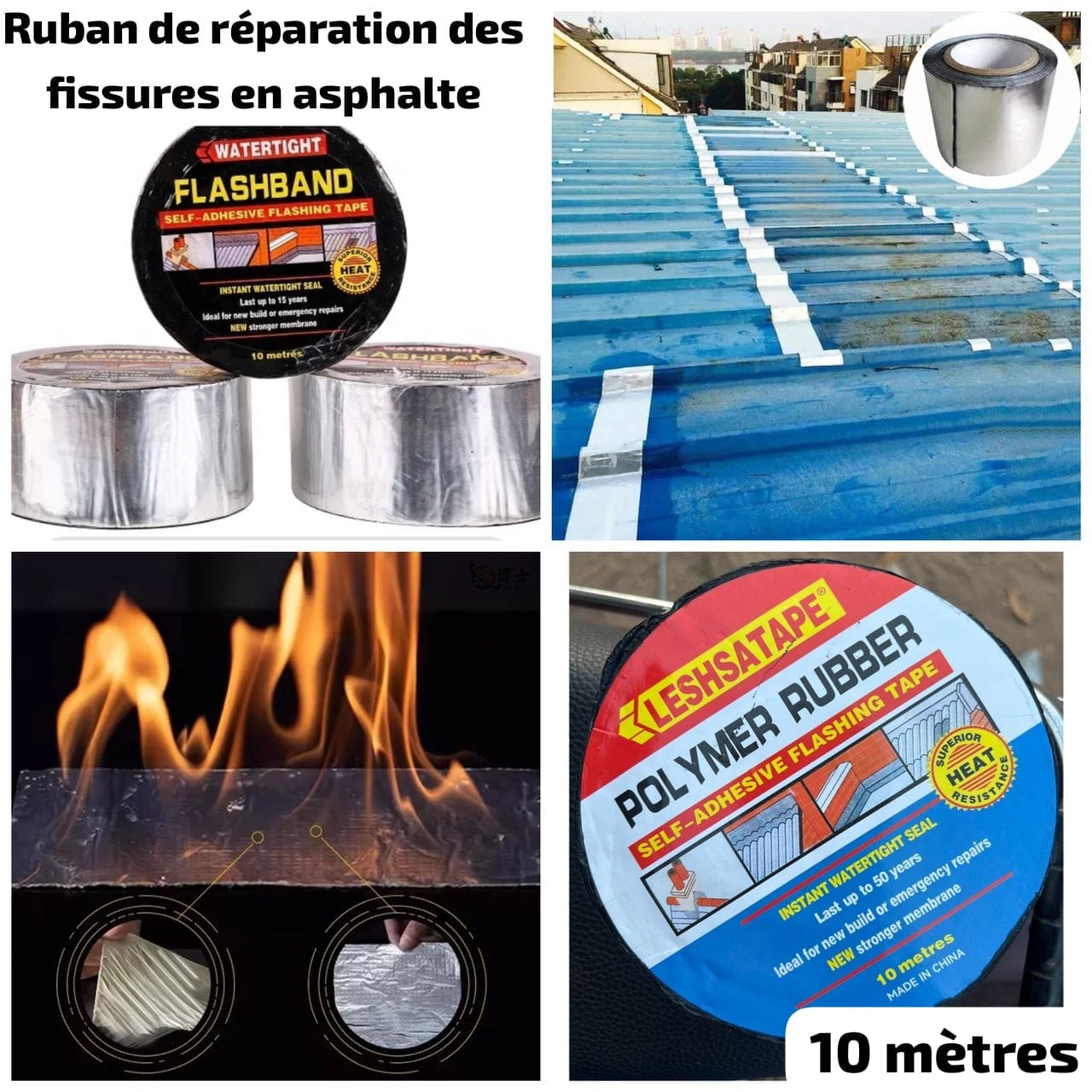 Ruban de Réparation Étanche en Asphalte – 10 mètres