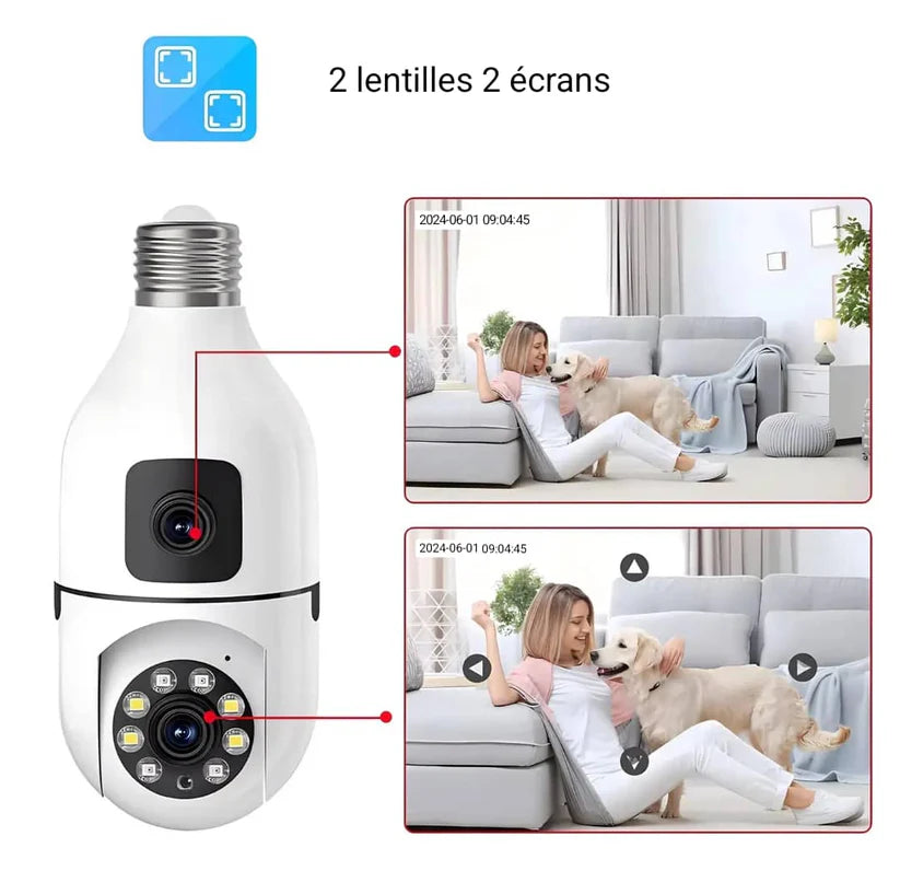 Caméra de Surveillance à Double Objectifs avec wifi 360°